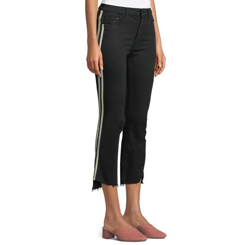 Mother Denim Insider Crop Step Fray Black Jeans